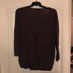 Brown button up cardigan.